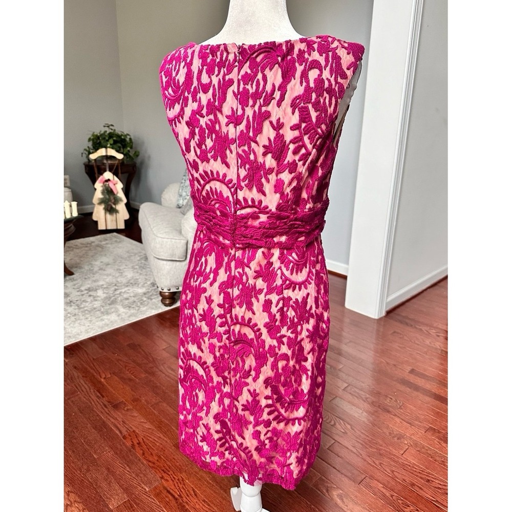 Adrianna Papell Feminine Purple Beige Simple Elegant Pencil Cocktail Dress - Picture 6 of 9